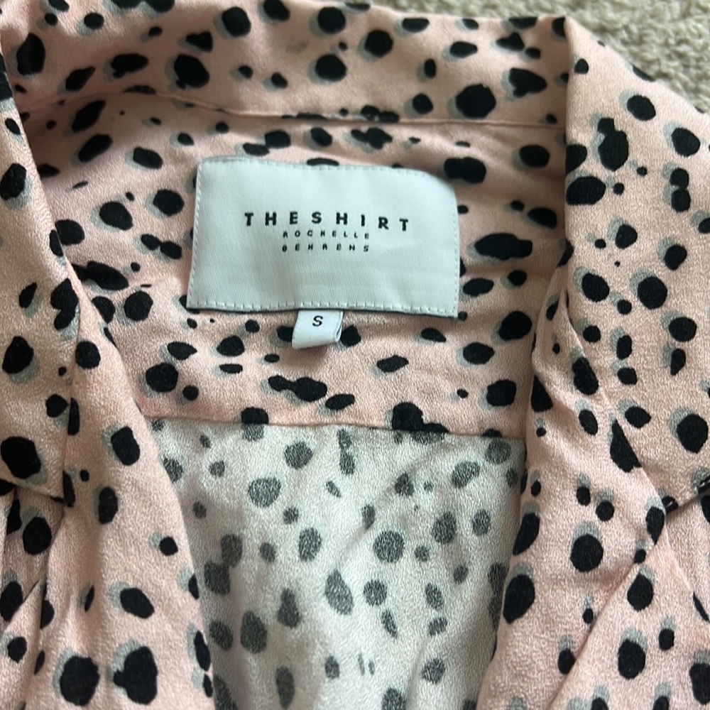 The Shirt Rochelle Behrens Viscose Pink Leopard Size Large Long Sleeve - Picture 2 of 5